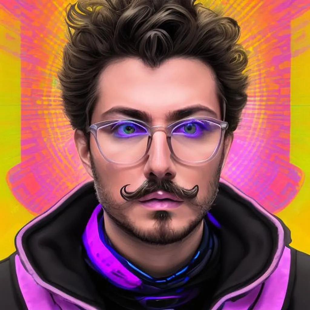 Cyberpunk Neon Portrait AI photo booth cyberpunk portrait, neon pink and yellow gradient background