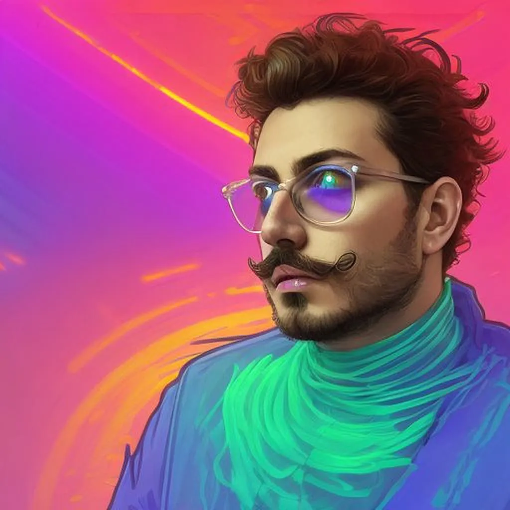 Neon Profile Portrait AI photo booth profile portrait with vibrant neon gradient and rainbow reflections