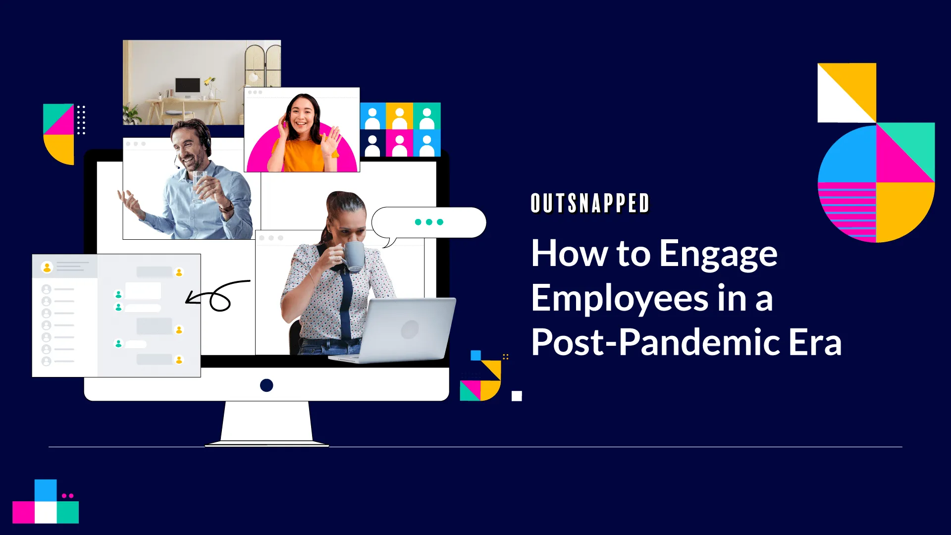 OutSnapped blog cover with desktop monitor displaying photos and colorful design elements