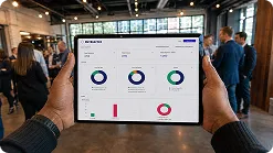 Event Analytics & Engagement Proof Mobile device showing event engagement analytics dashboard