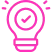 Magenta lightbulb with checkmark icon