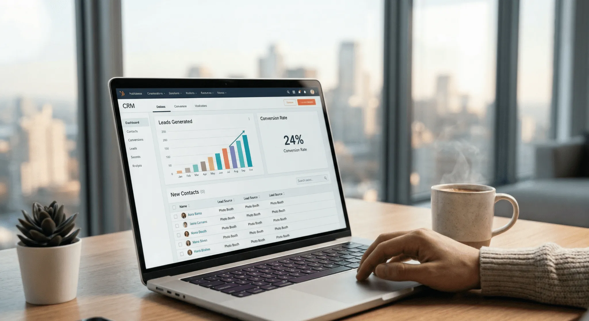 Event Lead Capture Analytics Dashboard Marketing dashboard displaying lead generation metrics and 24% conversion rate