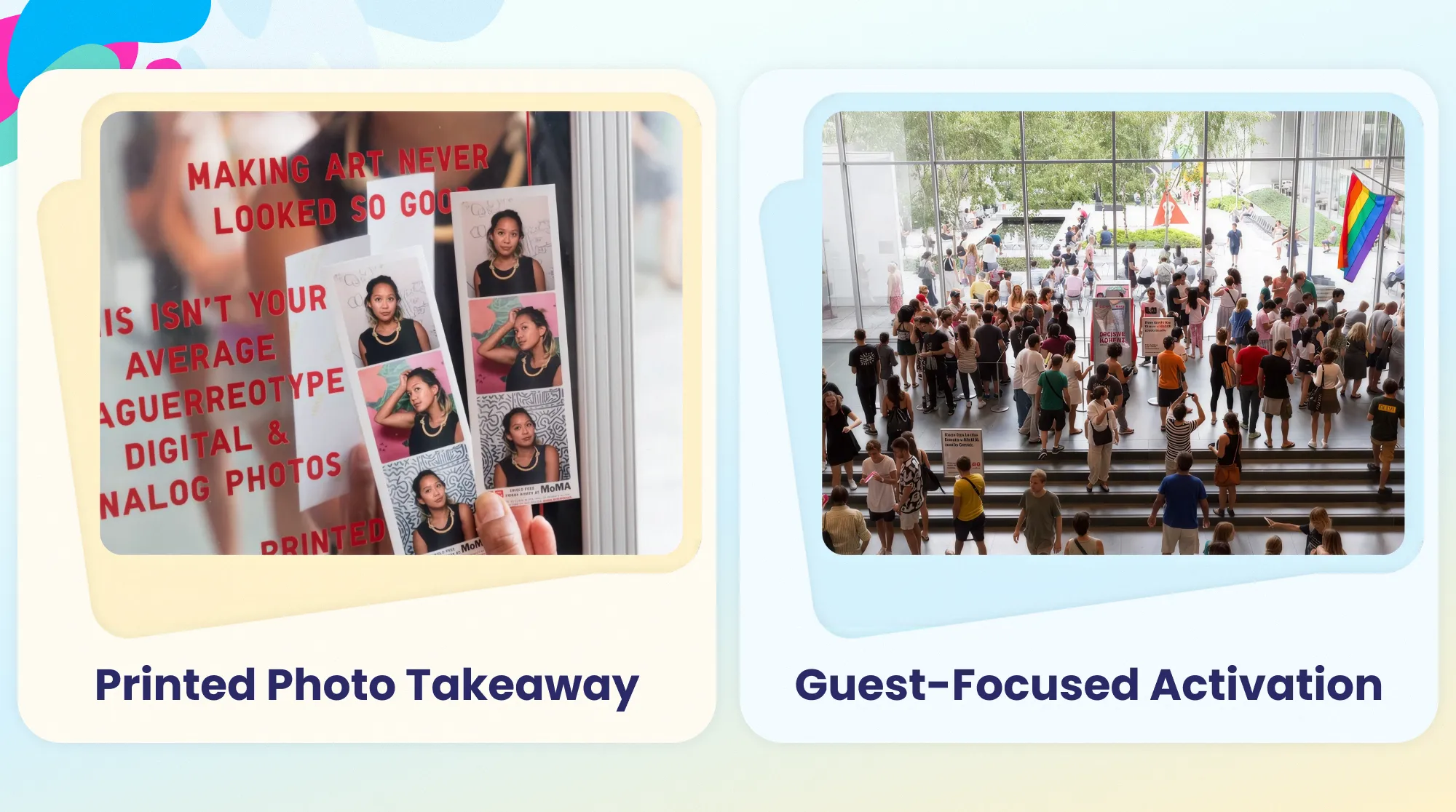 Printed Photo Takeaway and Guest-Focused Activation at MoMA Graphic showing the printed photo takeaway and guest-focused experience created for UNIQLO at MoMA
