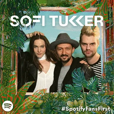 Sofi Tukker Spotify Photo Booth Event Moment Three guests in styled poses at Spotify-branded Treehouse photo booth