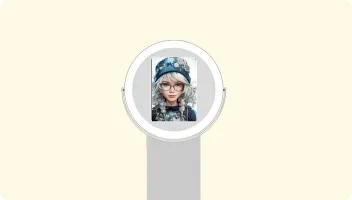 Modern Open-Air Photo Booth Setup Student wearing blue winter beanie smiling in circular photo booth frame on university events page