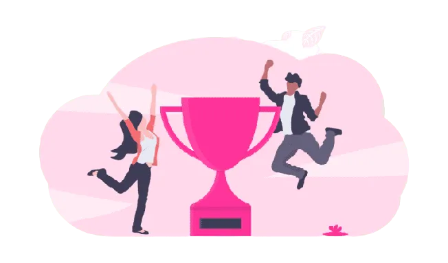 Virtual Event Success Illustration Illustration of celebratory figures winning together