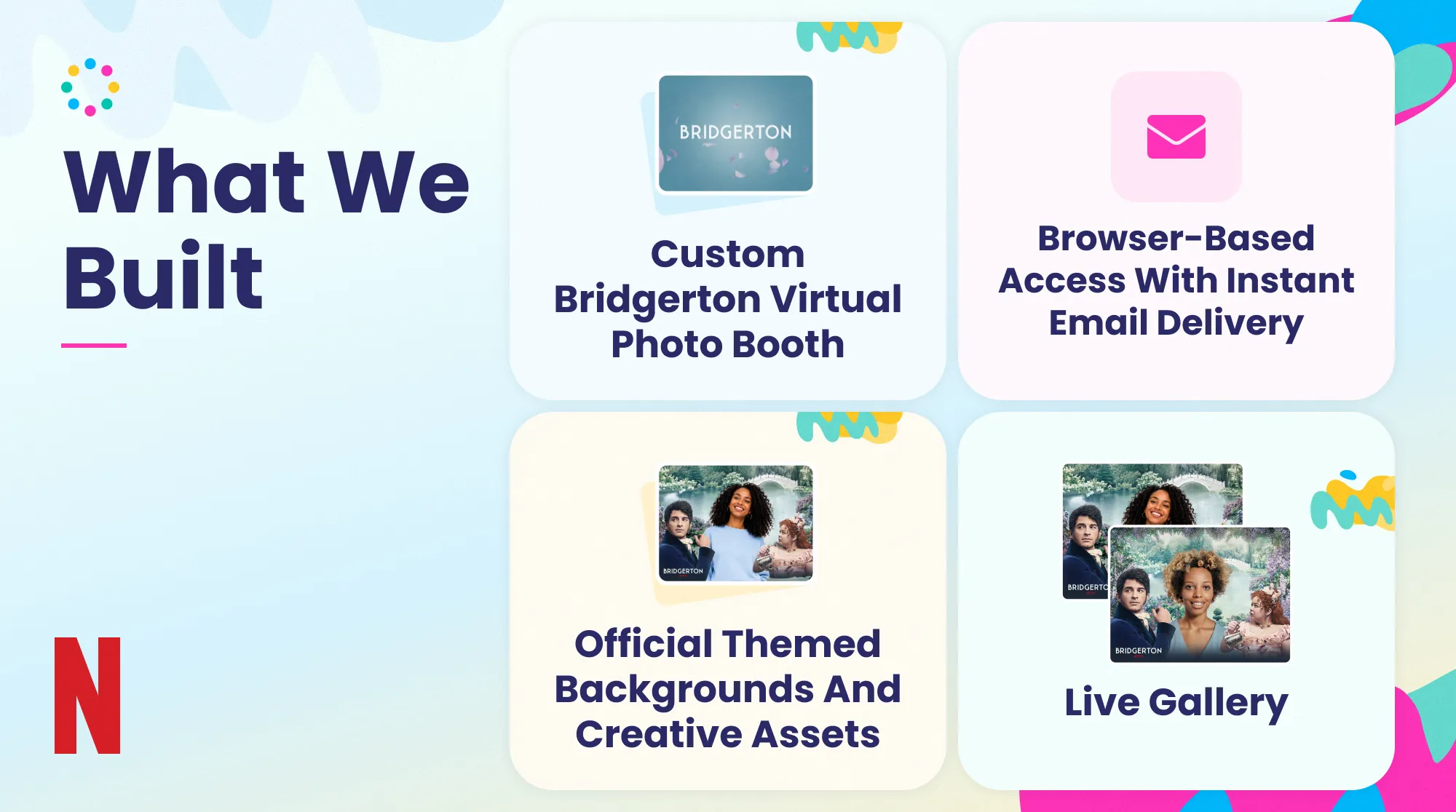 Why Mobile-First Virtual Event Experiences Drive Engagement Infographic highlighting the advantages of mobile-first virtual photo booths including no venue required, no geographic limits, no app download, and shareable content