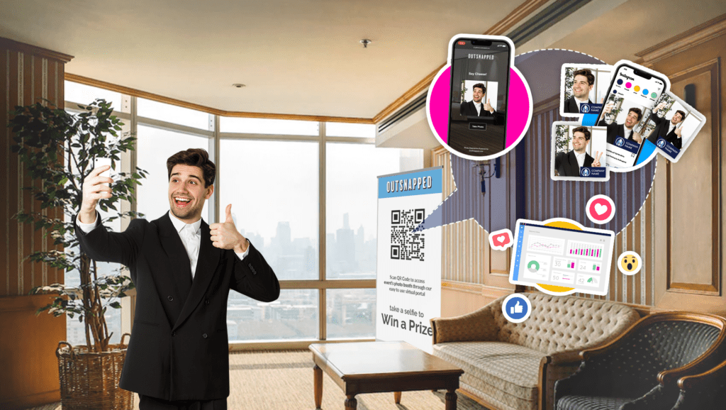 Business Traveler uses QR Code Activated Hotel Photo Booth by OutSnapped
