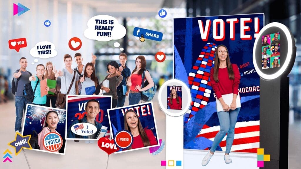 Use a social photo booth at your school to encourage students to register to vote