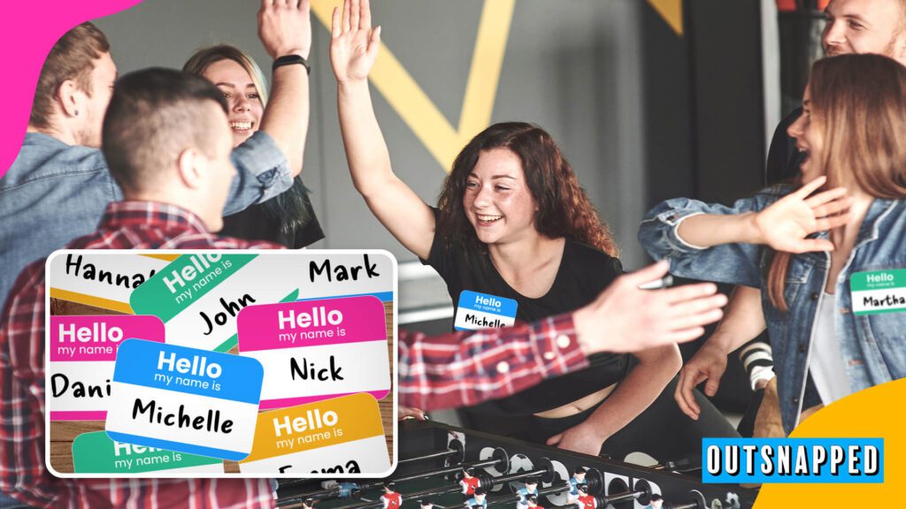 A variety of name tags and icebreaker games for parties