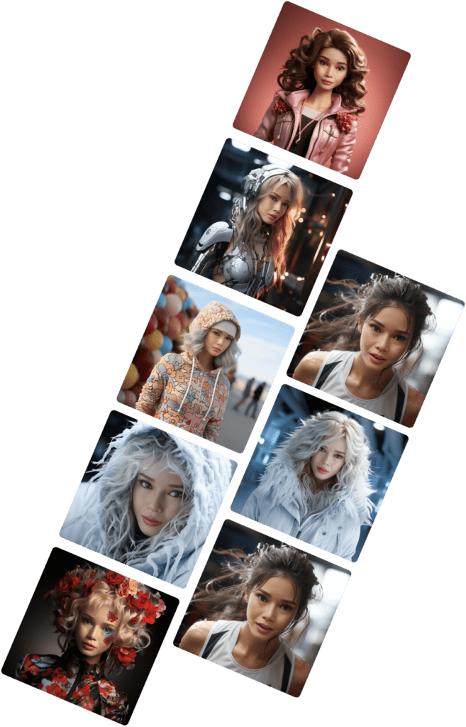 Photo strip of AI generated images